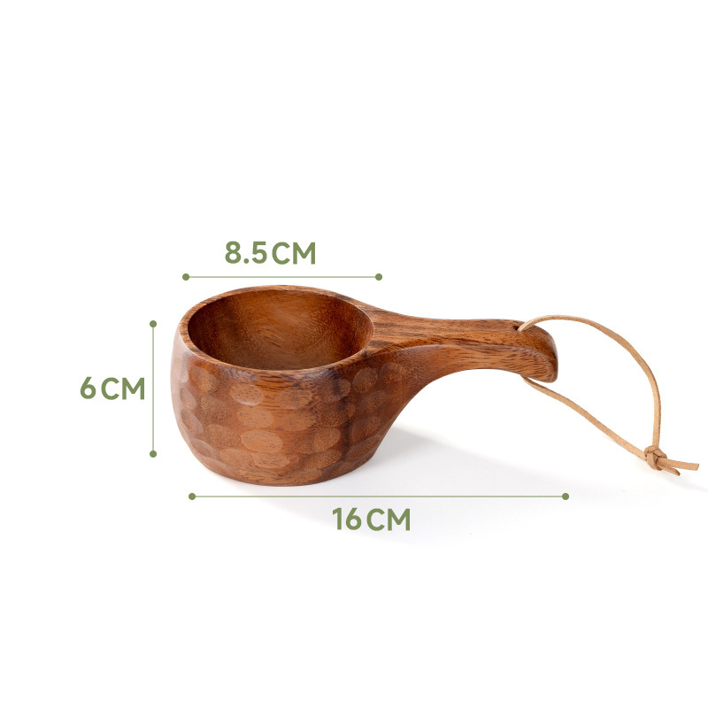 Scandinavian Style Walnut Wood Cup with Handle