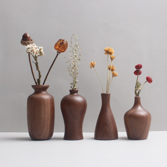 Solid Black Walnut Wood Vases