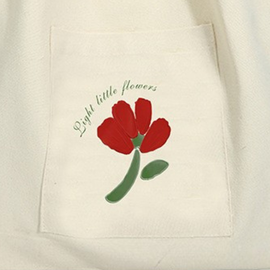 Reusable Canvas Tote Bag Red Flower