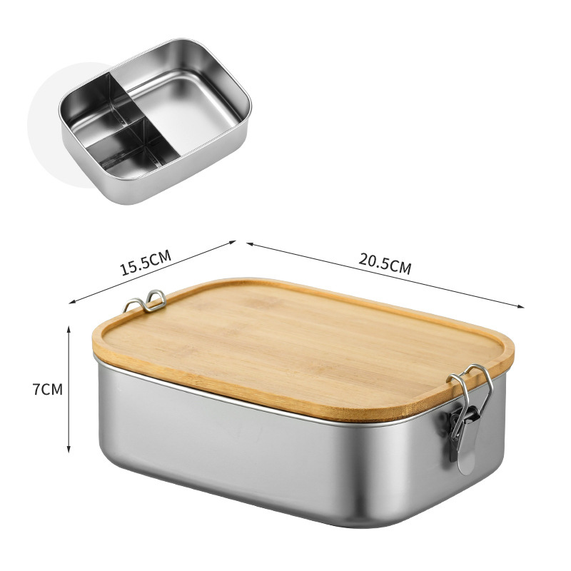 Stainless Steel Lunch Box with Bamboo Lid