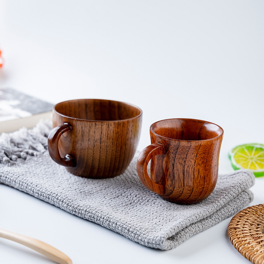 Wood Tea Cup with a Handle