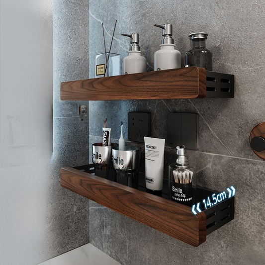 Walnut Wood Bathroom Shelf