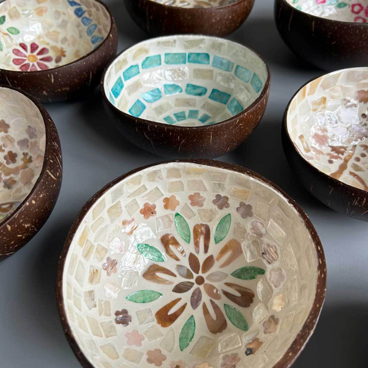 Handmade Mosaic Coconut Bowl