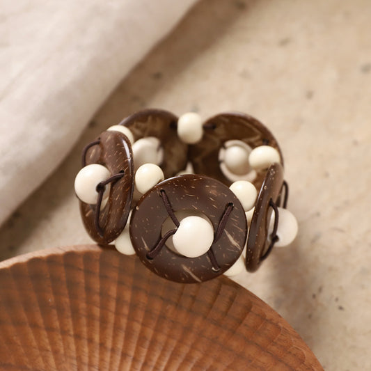 Coconut Shell Disc Bracelet