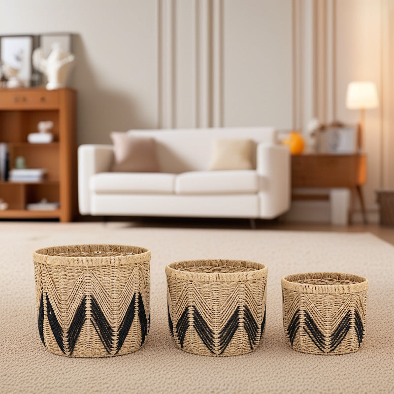 Hand-Woven Paper Rope Storage Basket