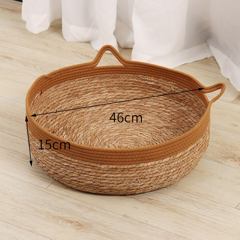 Handwoven Cotton and Linen Pet Bed