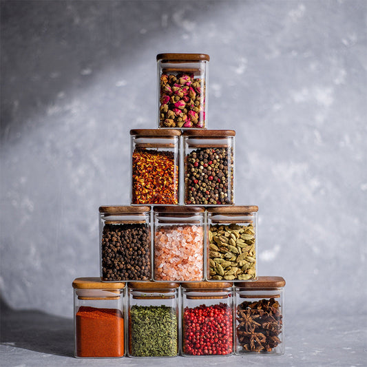 Premium Square Glass Seasoning & Storage Jars