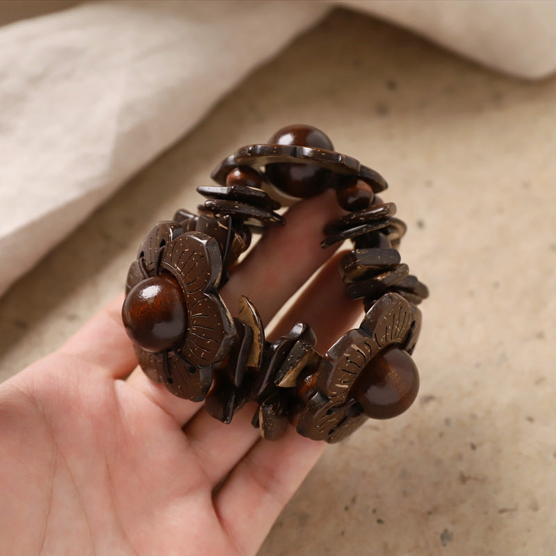 Coconut Shell Flower Bracelet