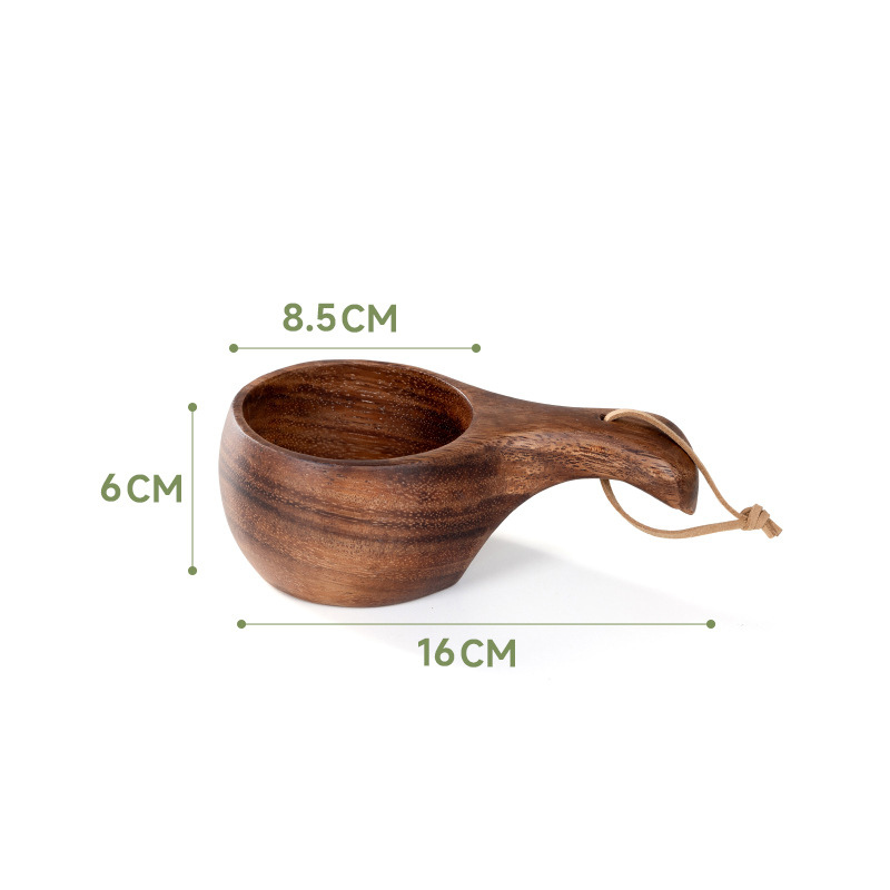 Scandinavian Style Walnut Wood Cup with Handle