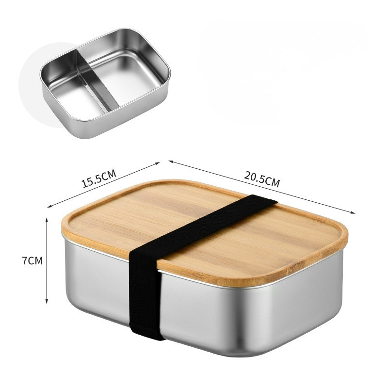 Stainless Steel Lunch Box with Bamboo Lid