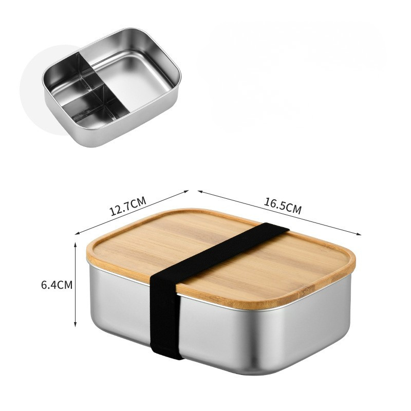 Stainless Steel Lunch Box with Bamboo Lid