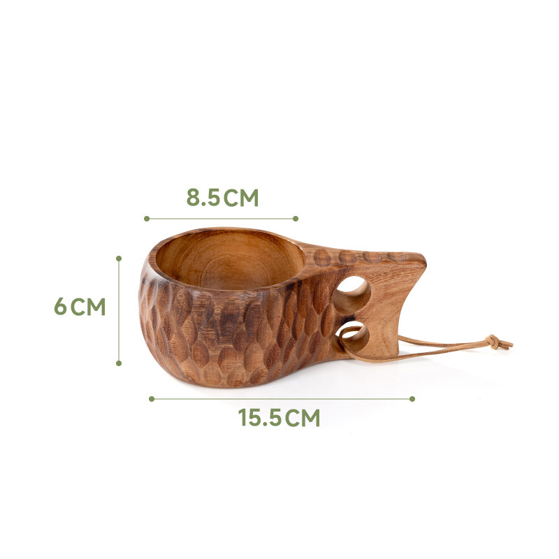 Scandinavian Style Walnut Wood Cup with Handle