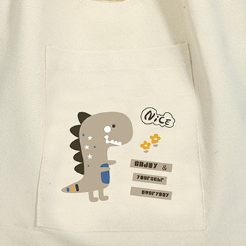 Reusable Canvas Tote Bag Gray Dino