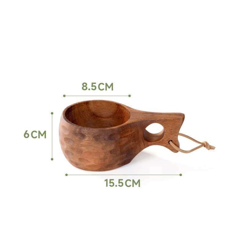 Scandinavian Style Walnut Wood Cup with Handle