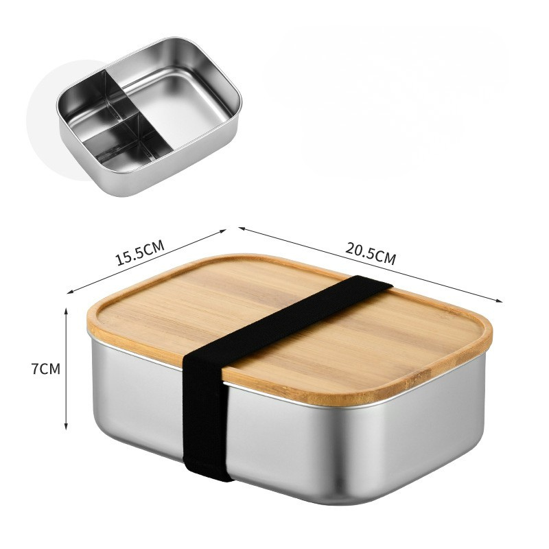 Stainless Steel Lunch Box with Bamboo Lid