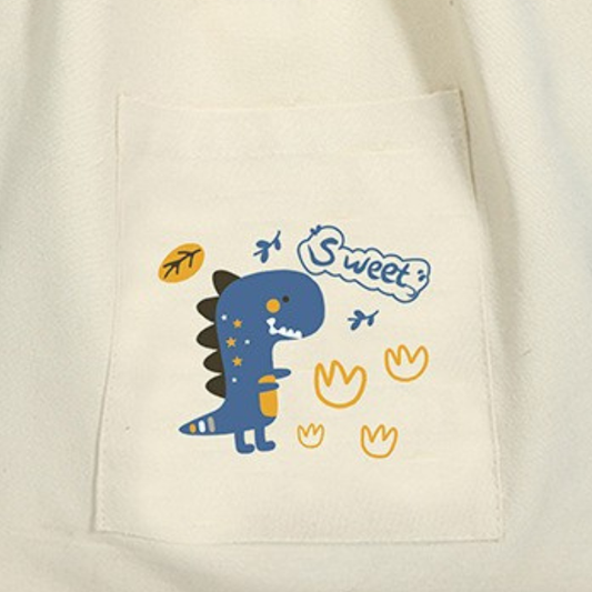 Reusable Canvas Tote Bag Blue Dino