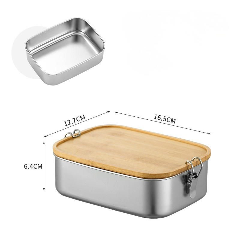 Stainless Steel Lunch Box with Bamboo Lid