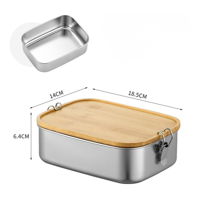 Stainless Steel Lunch Box with Bamboo Lid