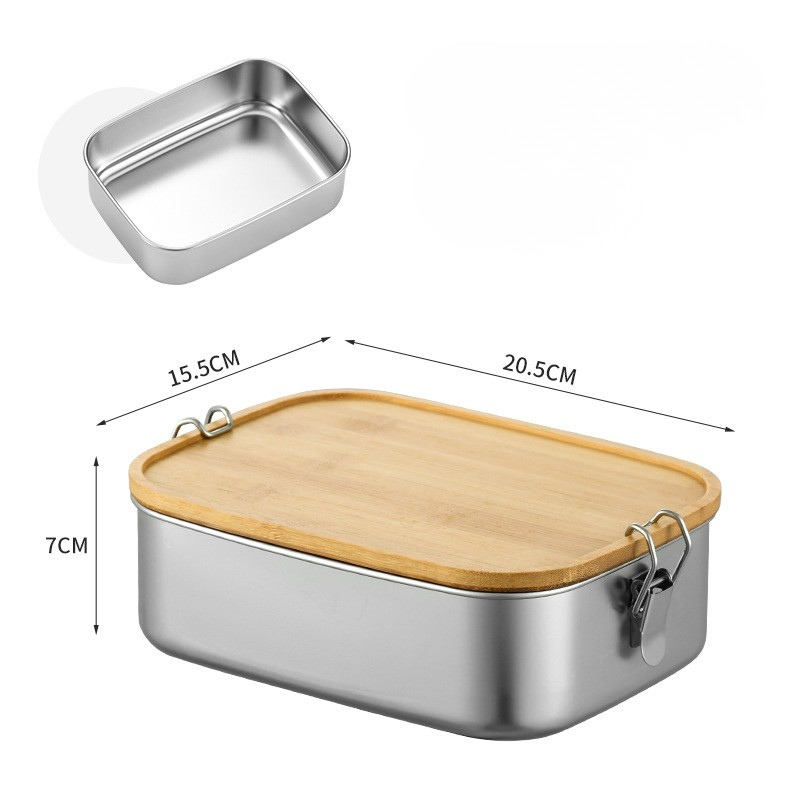 Stainless Steel Lunch Box with Bamboo Lid