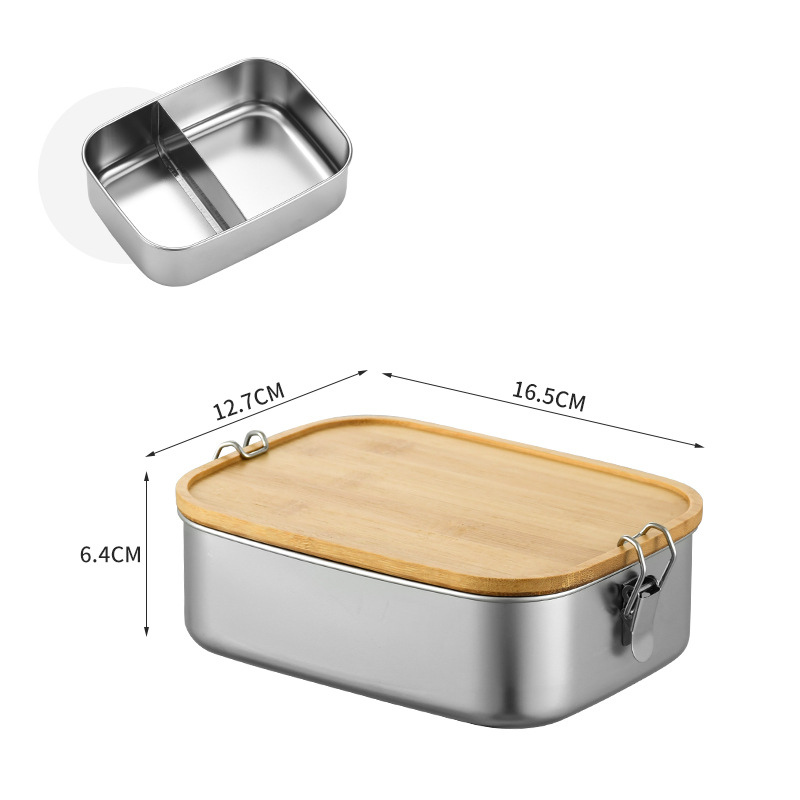 Stainless Steel Lunch Box with Bamboo Lid
