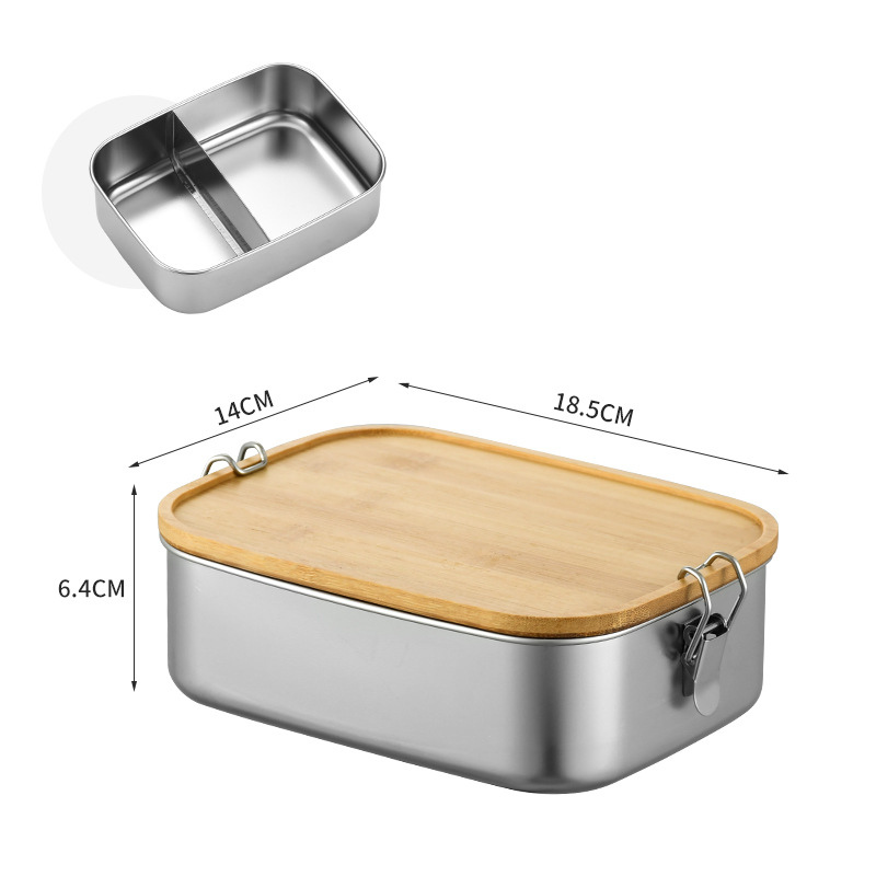 Stainless Steel Lunch Box with Bamboo Lid