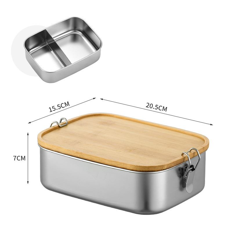 Stainless Steel Lunch Box with Bamboo Lid