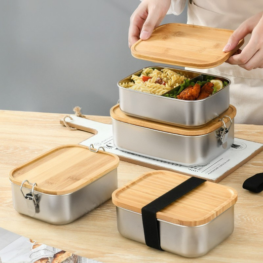 Stainless Steel Lunch Box with Bamboo Lid