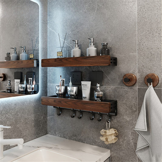 Walnut Wood Bathroom Shelf