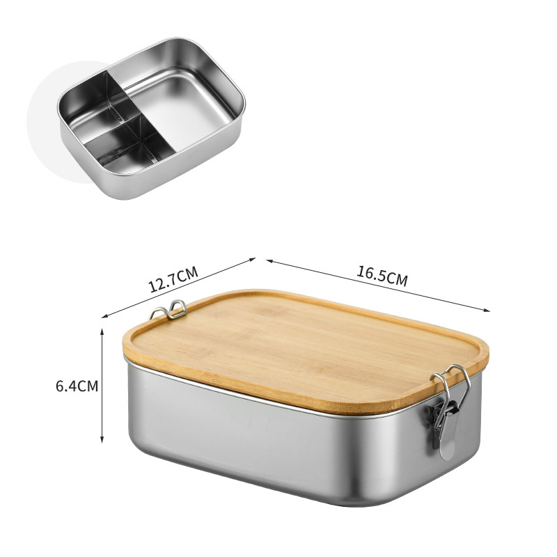 Stainless Steel Lunch Box with Bamboo Lid