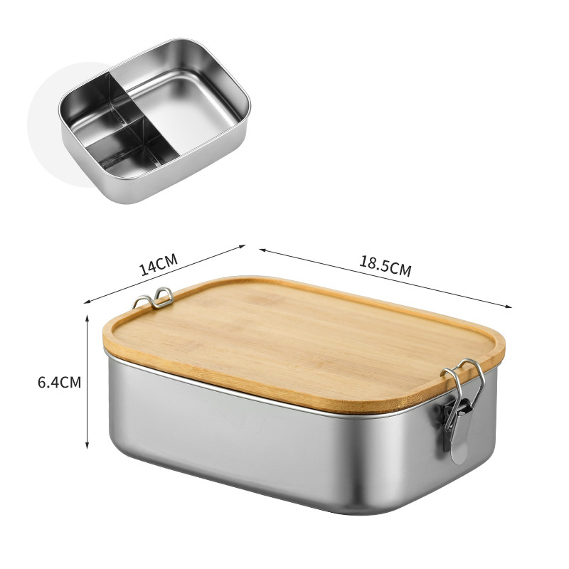Stainless Steel Lunch Box with Bamboo Lid