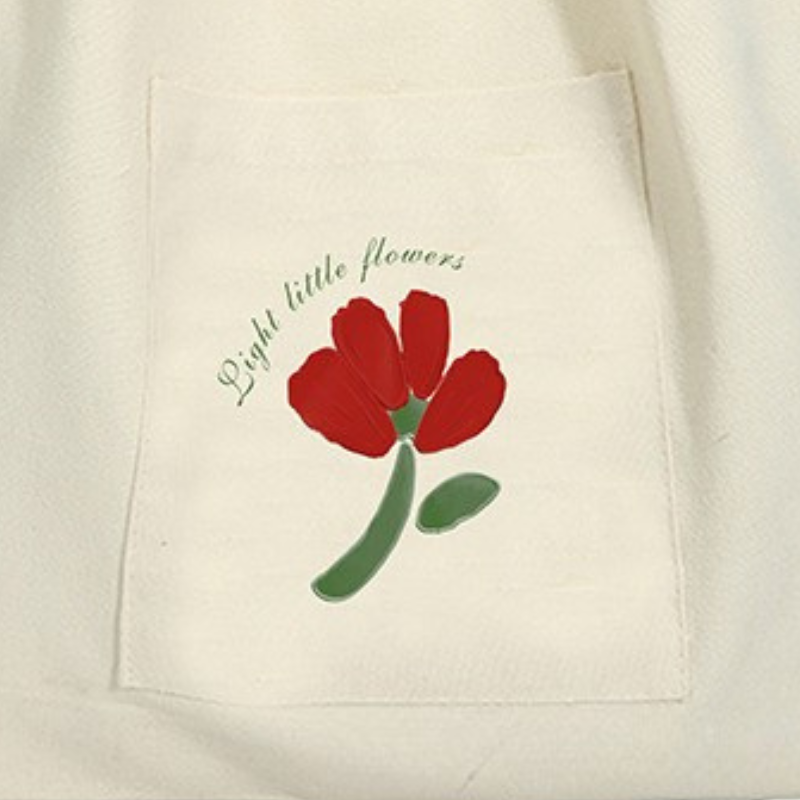 Reusable Canvas Tote Bag Red Flower