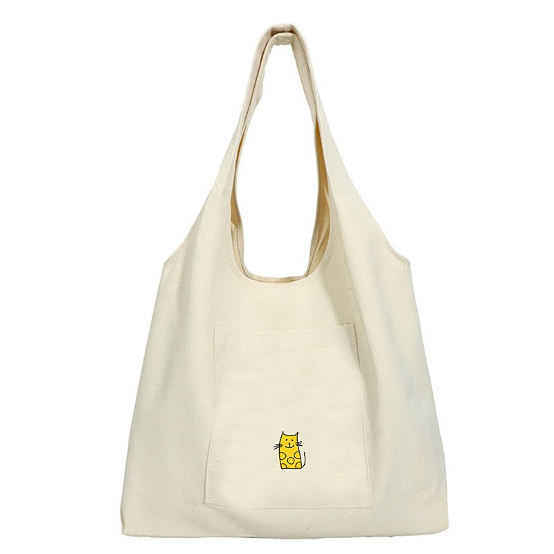 Reusable Canvas Tote Bag Cute Cat