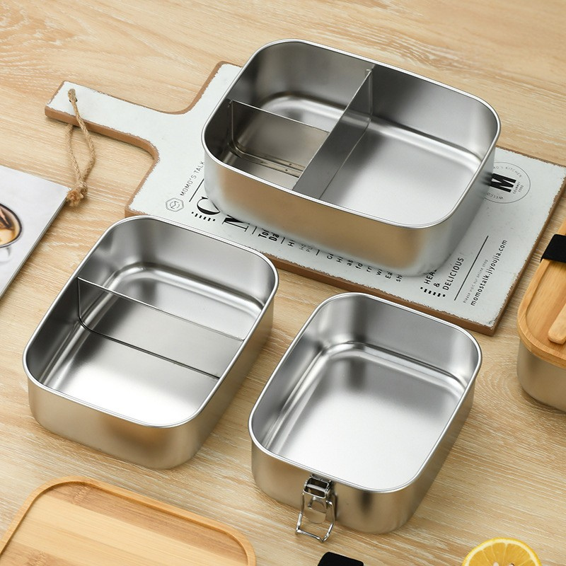 Stainless Steel Lunch Box with Bamboo Lid