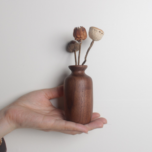 Solid Black Walnut Wood Vases