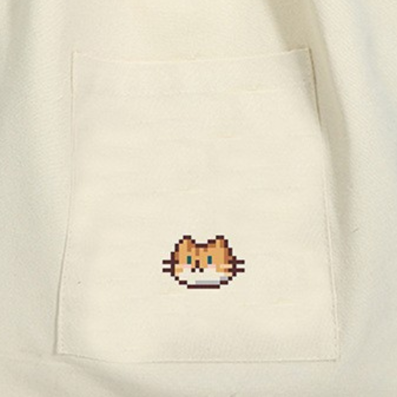 Reusable Canvas Tote Bag Pixels Cat
