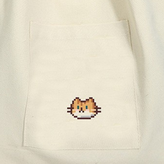 Reusable Canvas Tote Bag Pixels Cat
