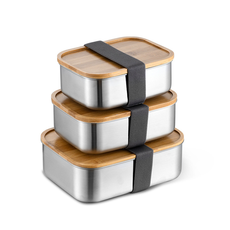 Stainless Steel Lunch Box with Bamboo Lid