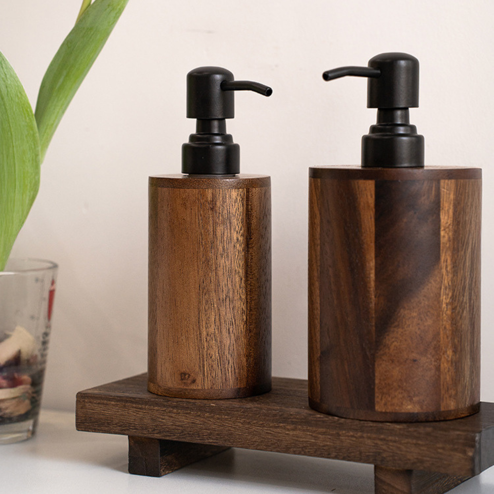Walnut Wood Bathroom Soap Dispenser