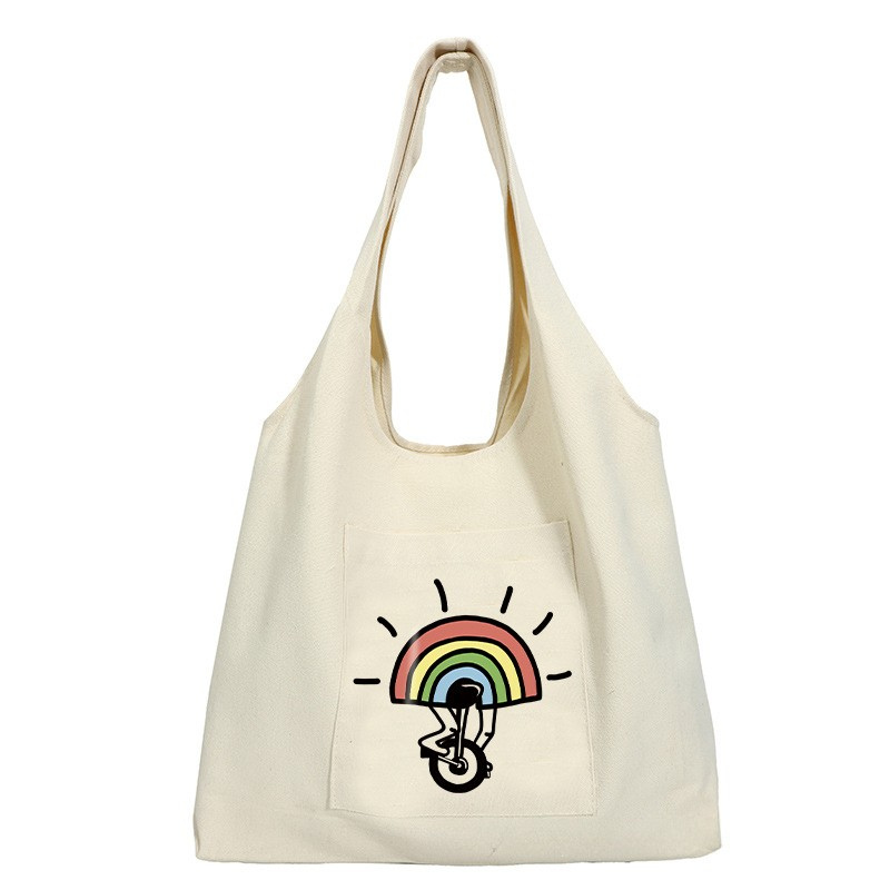 Reusable Canvas Tote Bag Rainbow