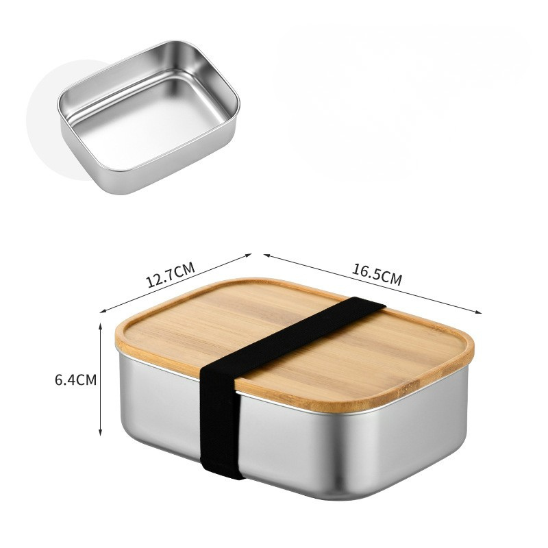 Stainless Steel Lunch Box with Bamboo Lid