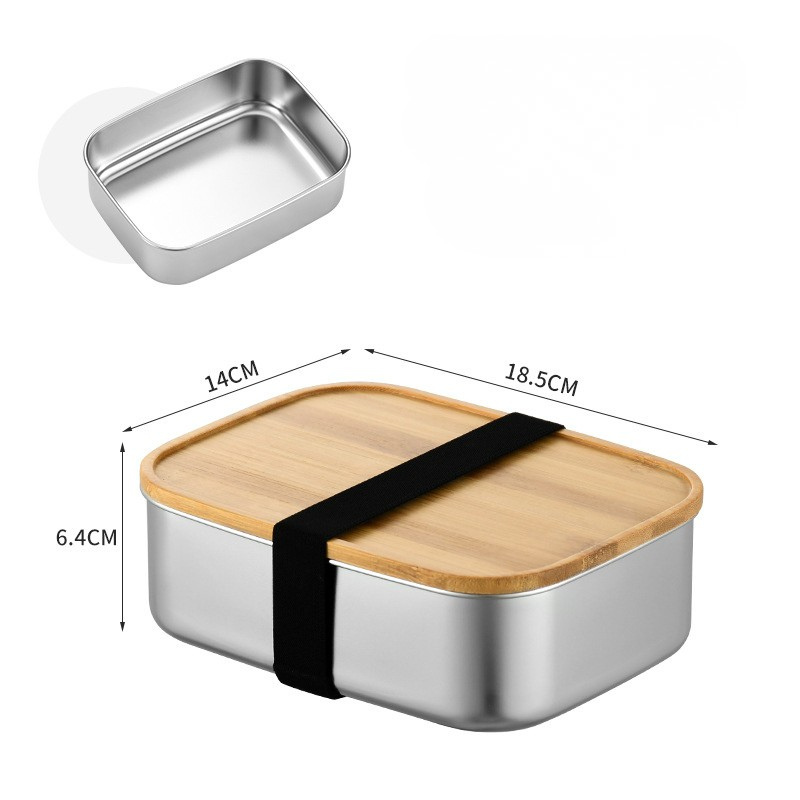 Stainless Steel Lunch Box with Bamboo Lid