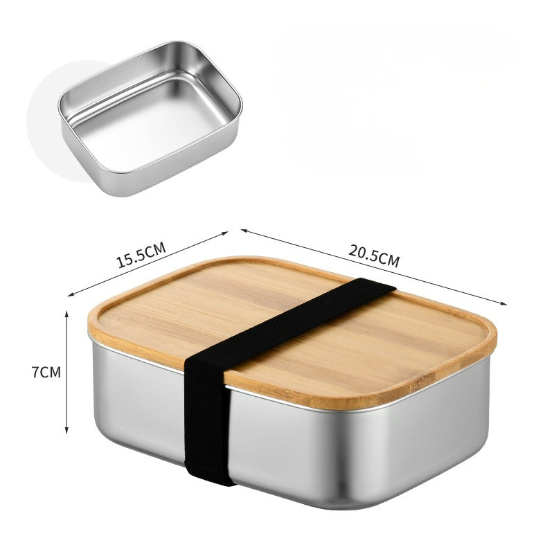 Stainless Steel Lunch Box with Bamboo Lid