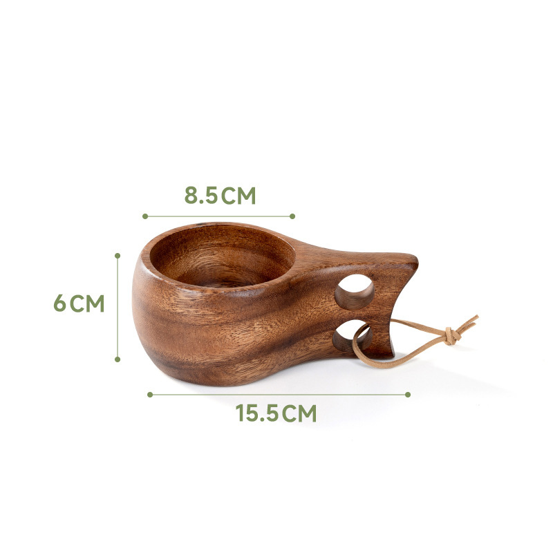 Scandinavian Style Walnut Wood Cup with Handle