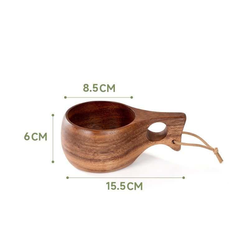 Scandinavian Style Walnut Wood Cup with Handle