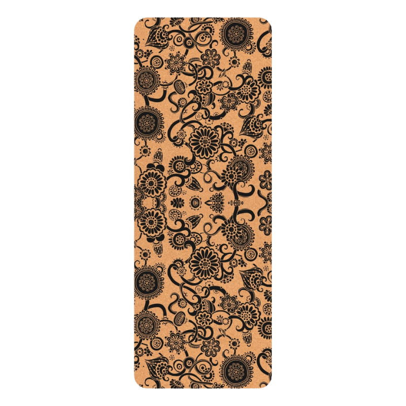 Natural Cork Yoga Mat Flowers
