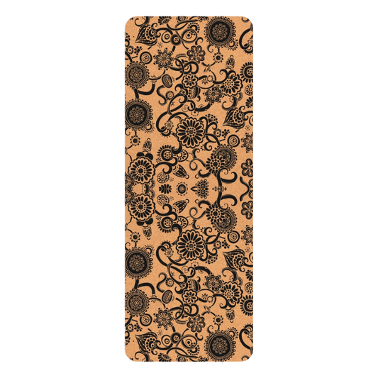 Natural Cork Yoga Mat Flowers
