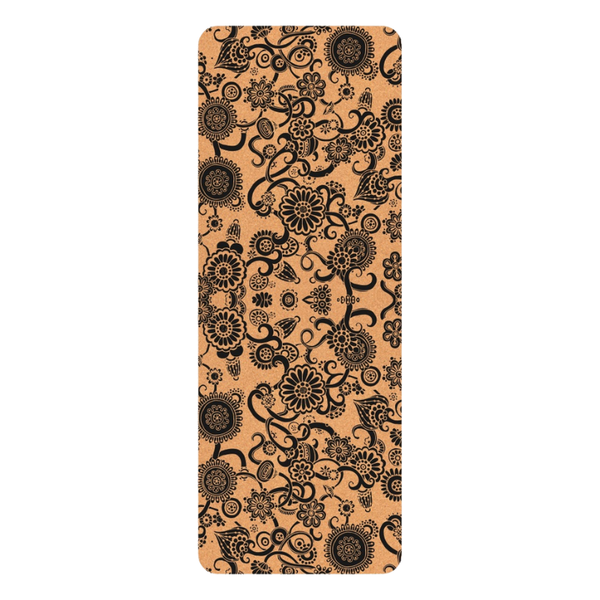 Natural Cork Yoga Mat Flowers