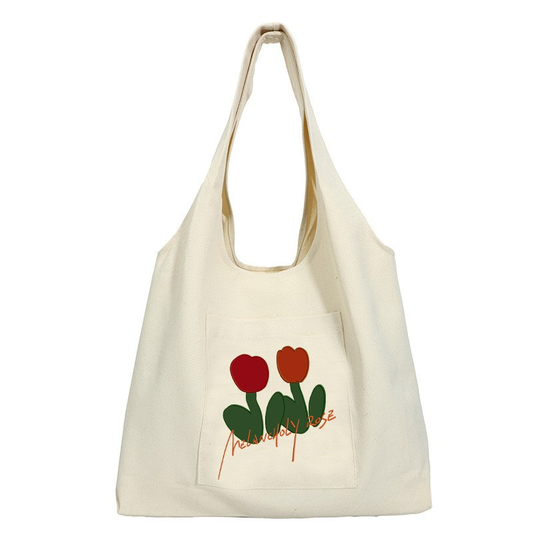 Reusable Canvas Tote Bag Tulips