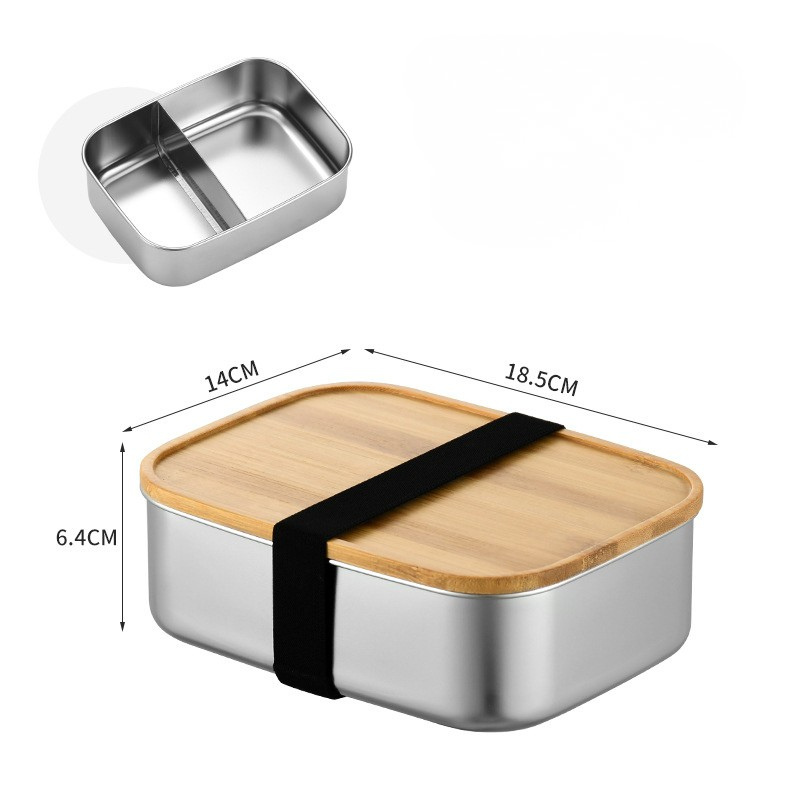 Stainless Steel Lunch Box with Bamboo Lid