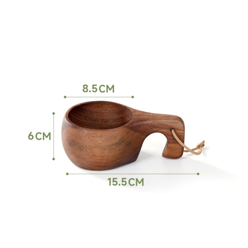Scandinavian Style Walnut Wood Cup with Handle